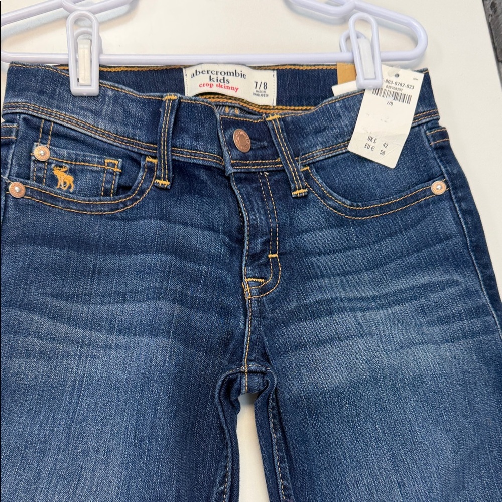 NWT Abercrombie & Fitch girls Dark‎ Blue Skinny Crop Jeans